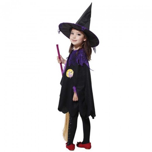 Halloween Costume Party Girls Cape Black Dress Smock
