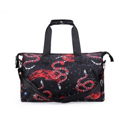 3D Creative Printed Snake Pattern Men And Women School Bag Travel Satchel Handbag - Black