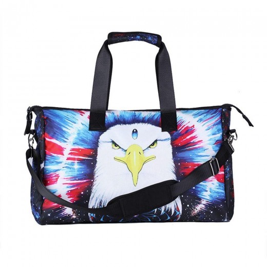 3D Creative Printed Eagle Pattern Men And Women Bag Travel Satchel Handbag - Multi Color