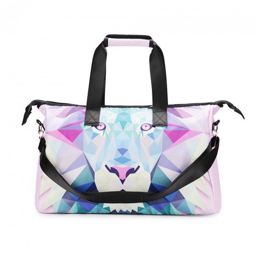 3D Creative Printed Lion Pattern Men And Women School Bag Travel Satchel Handbag - Multi Color