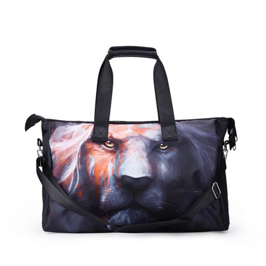 3D Creative Printed Melancholy Lion Pattern Men And Women Bag Travel Satchel Handbag - Multi Color