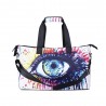 3D Creative Printed Flower Eye Pattern Men And Women Bag Travel Satchel Handbag - Multi Color