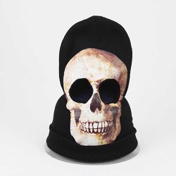 Halloween Horror Skull Strecth Knitted Head Cover Ghost Mask Cosplay Spoof Wool Hat