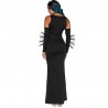 Women Halloween Adult Mermaid Print Skull Shape Dress + Hair hoop + Glove Three-piece Set Size L - Black