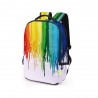 3D Creative Printed Rainbow Pigment Men And Women Rucksack Travel Satchel Backpack - White
