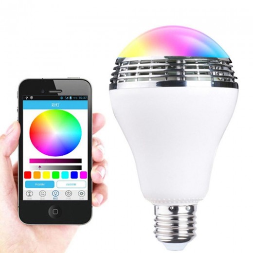 Bluetooth Speaker LED E27 Smart Bulb APP Control Multicolore Colorful LED Speaker - White