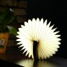 PU Leather Foldable Half Round Book Shaped LED Night Light Wireless Remote Control USB Book Bedside Lamp - Warm Light