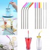 Stainless Steel Straws Set of 8, Tker 10.5 inch Metal Reusable Drinking Straws for 30oz / 20oz Tumblers with Silicone Tips(4 Straight|4 Bent|2 Brushes)