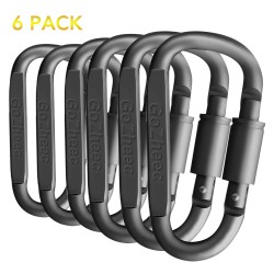 6pcs Black No. 4 D-Shaped Mountaineering Carabiner Aluminum Alloy Hanging Buckle Outdoor Sports Equipment Tool