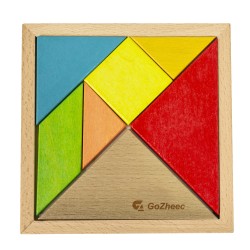 7 Piece Colorful Wooden Tangram Puzzle Set for Kids Toys