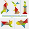 7 Piece Colorful Wooden Tangram Puzzle Set for Kids Toys